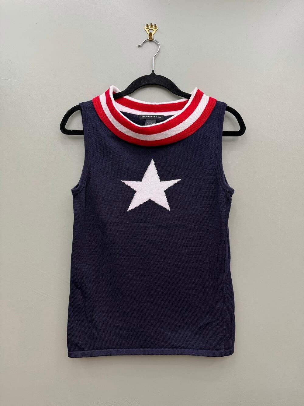 Goodclothes USA Star Sweater Tank Navy Red Patriotic Small